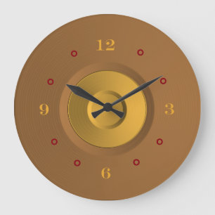 Reloj Redondo Grande Simplistic Gold and Tan> Wall Clock