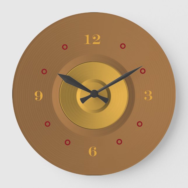 Reloj Redondo Grande Simplistic Gold and Tan> Wall Clock (Anverso)