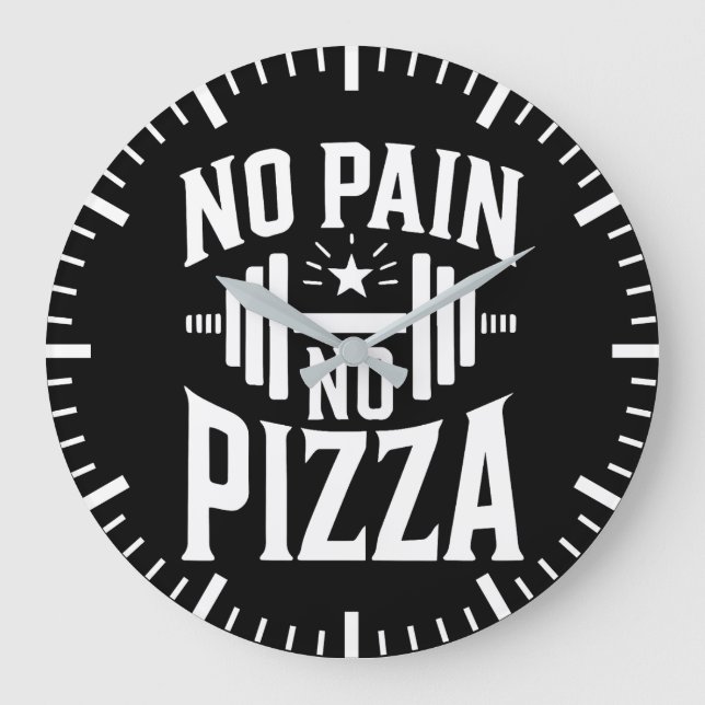 Reloj Redondo Grande Sin Dolor, Sin Pizza - Divertido entrenamiento de  (Anverso)