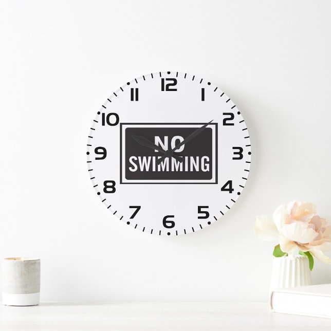 Reloj Redondo Grande Sin Rótulo de natación Negrita Advertencia Negra y (Subido por el creador)