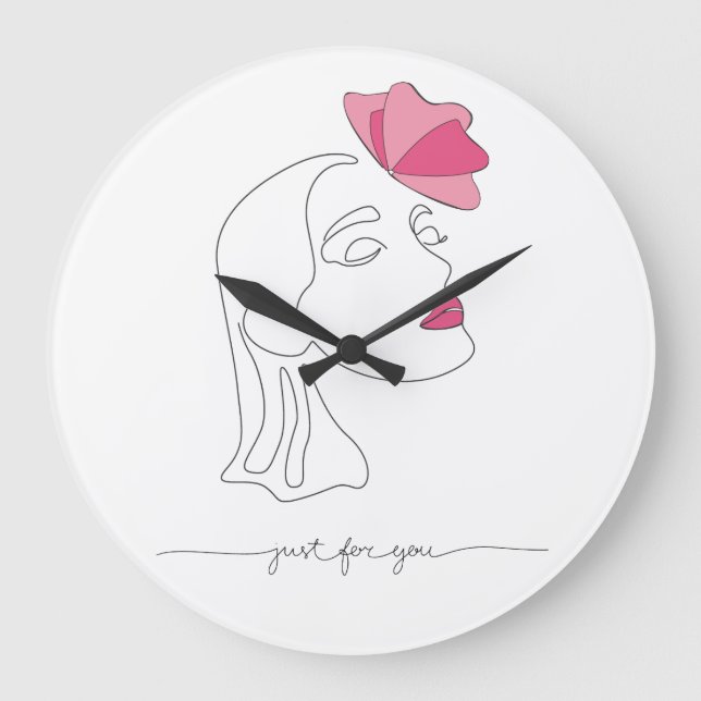 Reloj Redondo Grande Single line drawing - Just for you (Anverso)