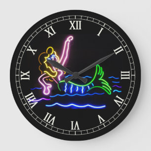 Reloj Redondo Grande Sirena en neón