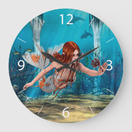 Reloj Redondo Grande Sirena y lirio de mar