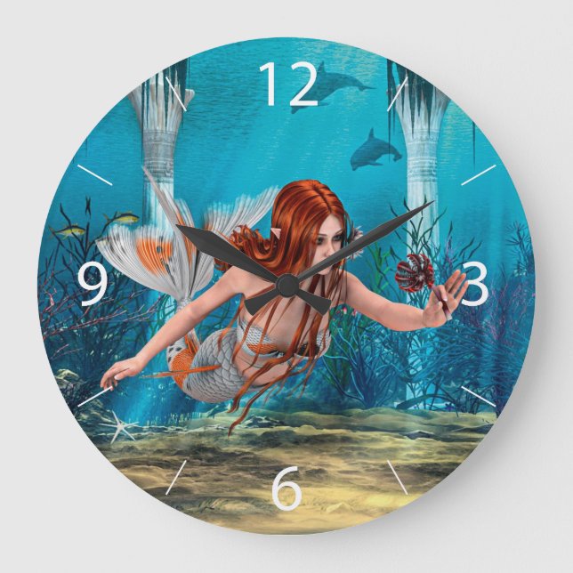 Reloj Redondo Grande Sirena y lirio de mar (Anverso)