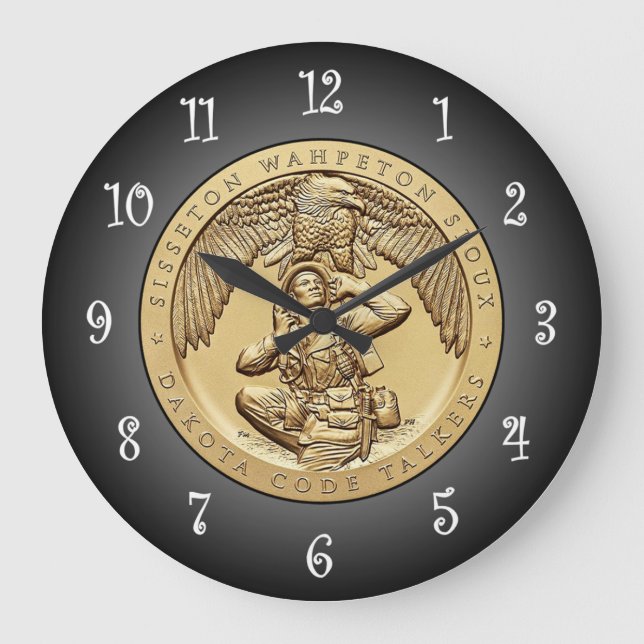 Reloj Redondo Grande Sisseton Wahpeton Oyate Sioux Code Talkers ~ (Anverso)