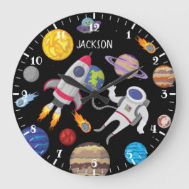 Reloj Redondo Grande Sistema solar personalizado astronauta planetario 