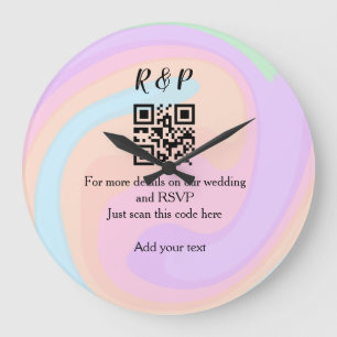 Reloj Redondo Grande sitio web de boda rsvp q r código agregar nombre t