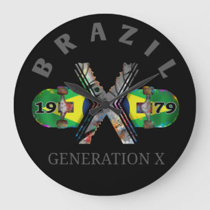 Reloj Redondo Grande Skateboard brasileño de la Generación X de 1979