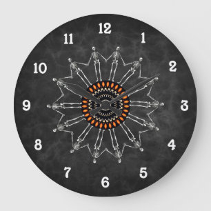 Reloj Redondo Grande Skeleton Flower Gothic Gray