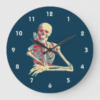 Skeleton retro descansando su mentón en la mano