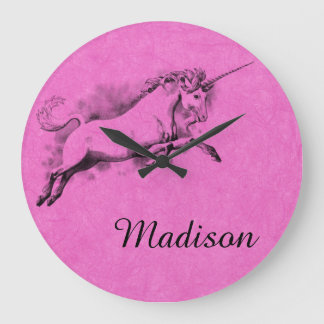 Reloj Redondo Grande sketch de unicornio fantástica historia de arte mo