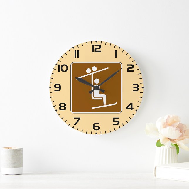 Reloj Redondo Grande Ski Lift Symbol Rustic Winter Sports Icon (Subido por el creador)