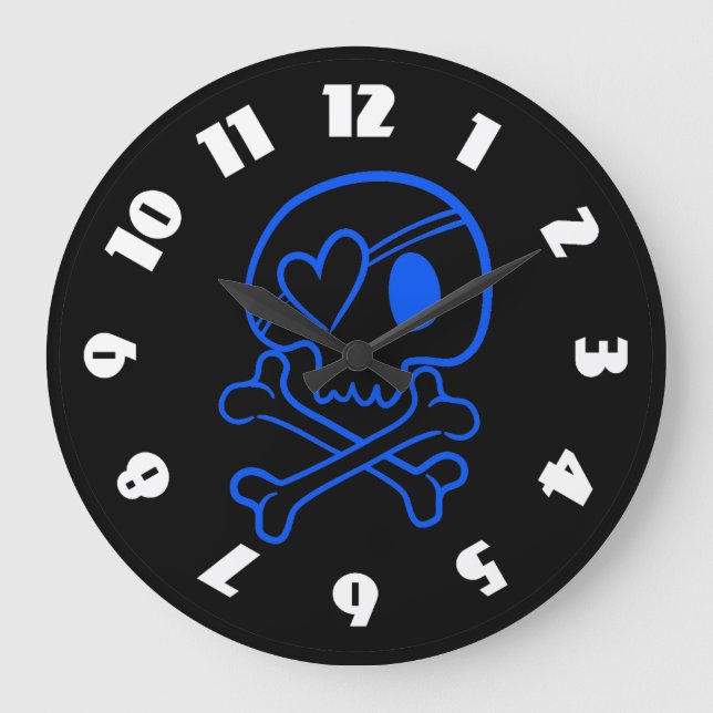 Reloj Redondo Grande Skull and Crossbones (Anverso)