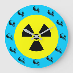 Reloj Redondo Grande Skulls Radiation Sign Wall Clock,Turquoise