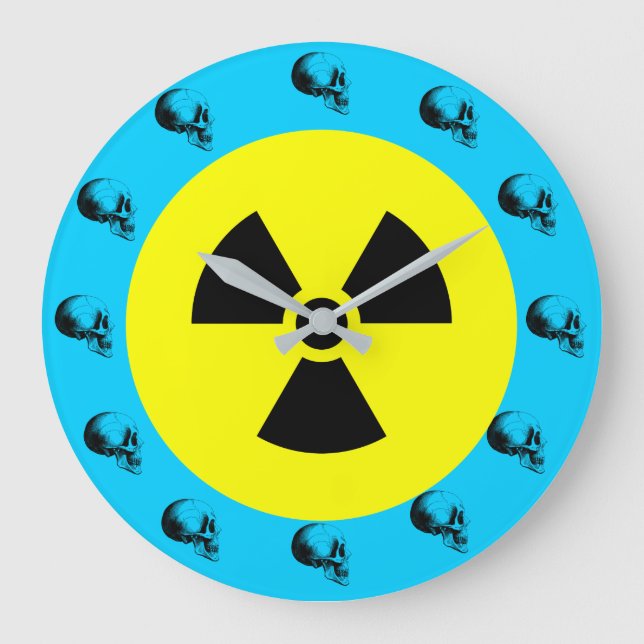Reloj Redondo Grande Skulls Radiation Sign Wall Clock,Turquoise (Anverso)