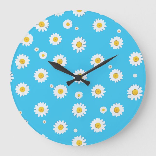 Reloj Redondo Grande Sky Bloom Daisies (Anverso)