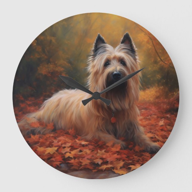 Reloj Redondo Grande Skye Terrier en otoño se inspira la caída de las h (Anverso)