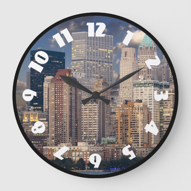 Reloj Redondo Grande Skyline de Nueva York (Anverso)