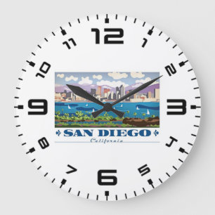 Reloj Redondo Grande Skyline de San Diego
