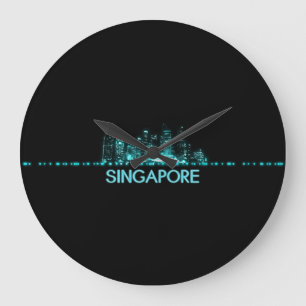 Reloj Redondo Grande Skyline de Singapur