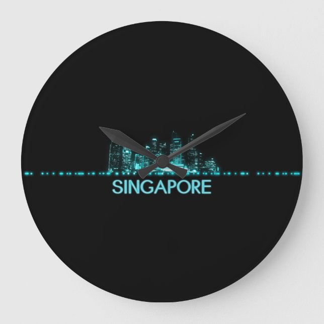 Reloj Redondo Grande Skyline de Singapur (Anverso)