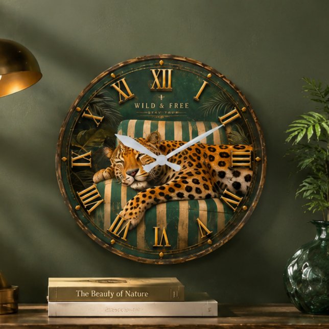 Reloj Redondo Grande Sleeping Leopard Luxury Jungle  (Subido por el creador)