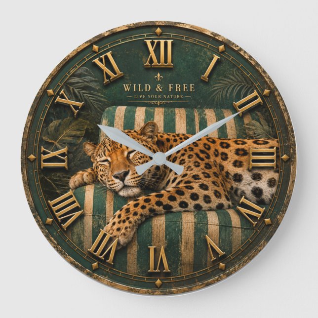 Reloj Redondo Grande Sleeping Leopard Luxury Jungle  (Anverso)