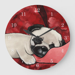 Reloj Redondo Grande Sleepy Pug Puppy