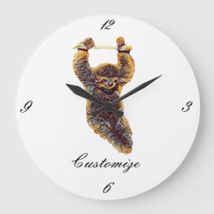 Reloj Redondo Grande Sloth Hanging Out Thunder_Cove