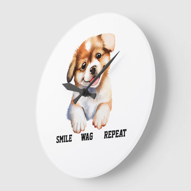 RELOJ REDONDO GRANDE SMILE WAG REPEAT -CUTE DOG (Ángulo)