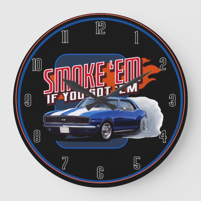 Reloj Redondo Grande Smoke Em Camaro (Anverso)