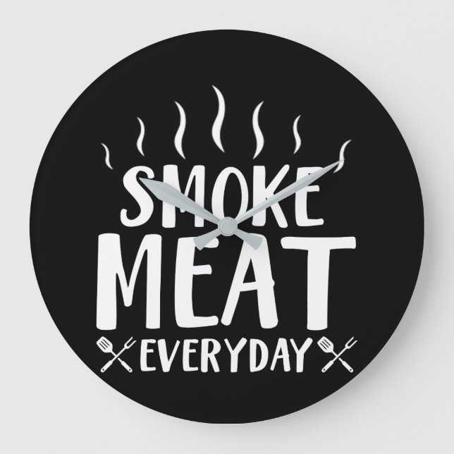 Reloj Redondo Grande Smoke Meat Everyday Meat BBQ Grilling (Anverso)
