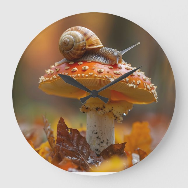 Reloj Redondo Grande Snail encima de la seta linda escena natural (Anverso)