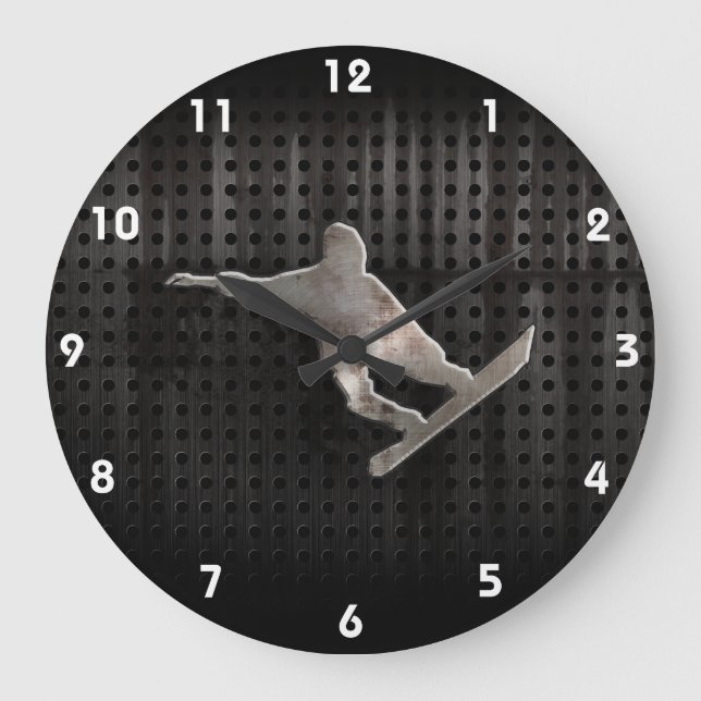 Reloj Redondo Grande Snowboard del Grunge (Anverso)