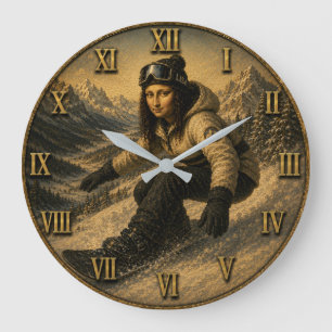 Reloj Redondo Grande Snowboarding Funny Mona Lisa Snowboarder Gift 