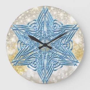 Reloj Redondo Grande Snowflakes Art 12 Wall Clocks & Numeral Options