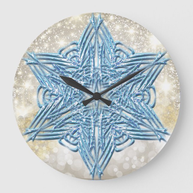 Reloj Redondo Grande Snowflakes Art 12 Wall Clocks & Numeral Options (Anverso)