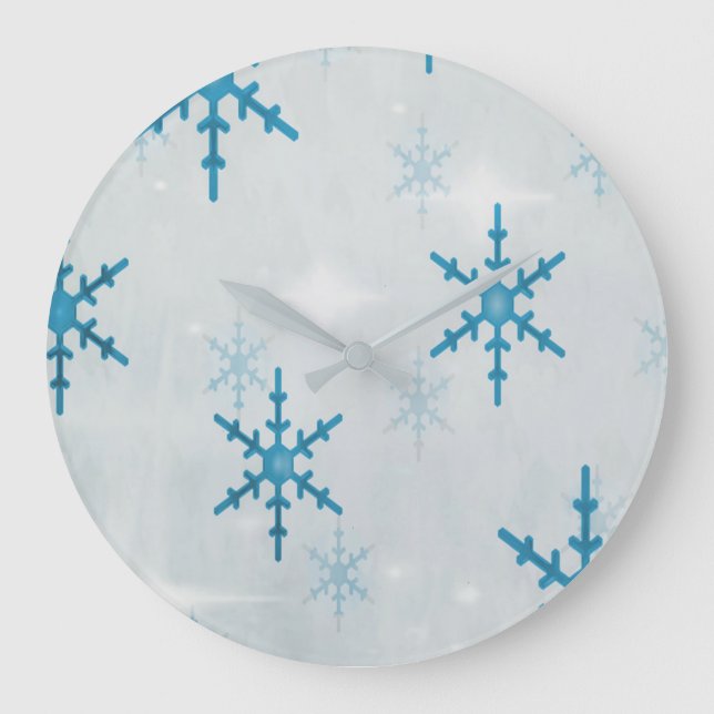 Reloj Redondo Grande Snowflakes Bling (Anverso)
