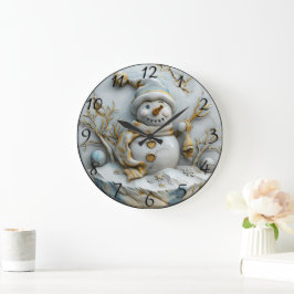 Reloj Redondo Grande Snowman en Winter Wonderland