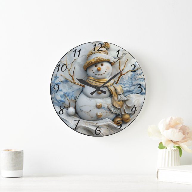 Reloj Redondo Grande Snowman y la magia del árbol de Navidad (Hogar)