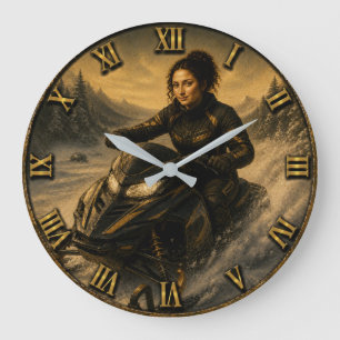 Reloj Redondo Grande  Snowmobile Funny Mona Lisa Snowmobile Rider Gift