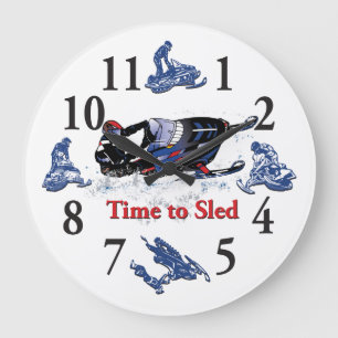 Reloj Redondo Grande Snowmobile its Time To Sled Clock