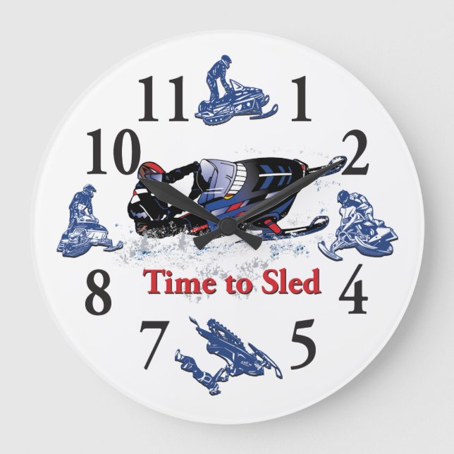 Reloj Redondo Grande Snowmobile its Time To Sled Clock (Anverso)