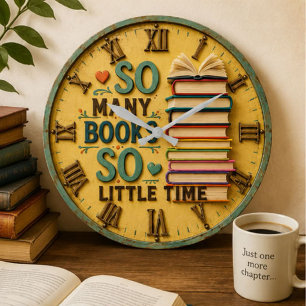 Reloj Redondo Grande So Many Books So Little Time Reading Lover Gift 