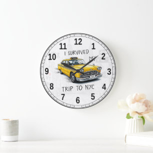 Reloj Redondo Grande Sobreviví Mi Viaje A Nyc (Texto Personalizado)