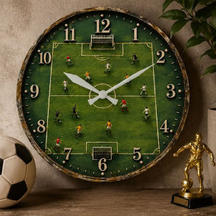 Reloj Redondo Grande Soccer Field Football Lover Stadium Sports Room