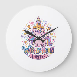 Reloj Redondo Grande Sociedad de Cuerno de Waffle de Unicornio Ropa Lis