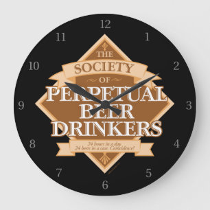 Reloj Redondo Grande Society of Perpetual Beer Drinkers Large Clock