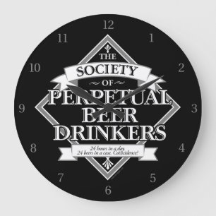 Reloj Redondo Grande Society of Perpetual Beer Drinkers Large Clock