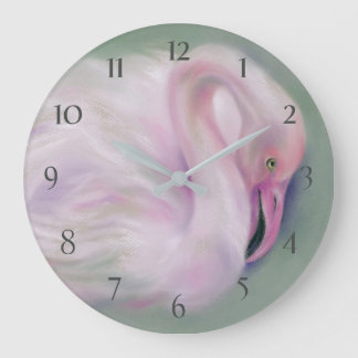 Reloj Redondo Grande Soft Pink Flamingo Pastel